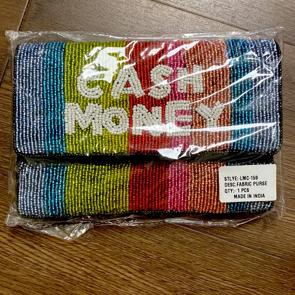Brand new “cash money” beaded bag